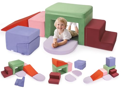 CUPCHID Blocs de Construction en Mousse pour bébé, Blocs de Construction en Mousse géants pour Enfants, Jouets éducatifs préscolaires pour Ramper et Grimper (Noël coloré-7 en 1)