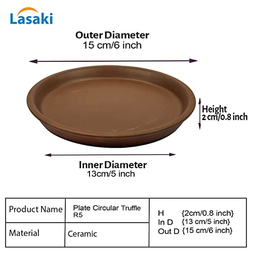 Image of Lasaki Round Truffle Ceramic Bottom Tray /Plate for Planter (5-inch, Set of 2) | Dripping Tray for Pots & Succulents | Indoor & Outdoor Planters Home Garden Decor | Plants Not Included