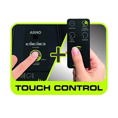 Ventilador Silence Force Touch Control, Arno, Cinza Chumbo/Verde Neon, 110V