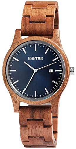 Raptor Unisex-Uhr Malte Holz Faltschließe Analog Quarz RA20359 (Walnussholz)