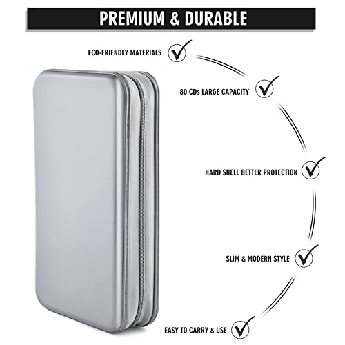 Bivisen Cd Case Wallet, 80 Capacity Dvd Vcd Media Blu-Ray Case Wallet Holder Storage Organizer (Silver) #TOP2
