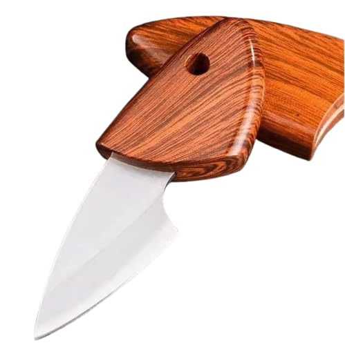 Image of Generic Leaf Shape Handmade Mini Stainless Steel Pocket Knife with Sheath - Portable Outdoor Short Fish Cutter, Keychain Polypropylene Pocket Knife for Camping Kitchen & Gifting - (6.10 Inch)