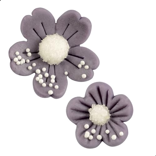 Günthart 90 Sück Marzipan Blumen groß und klein in 4 Farben gelb, lila, orange, rot, rosa, 1er Pack 300 g