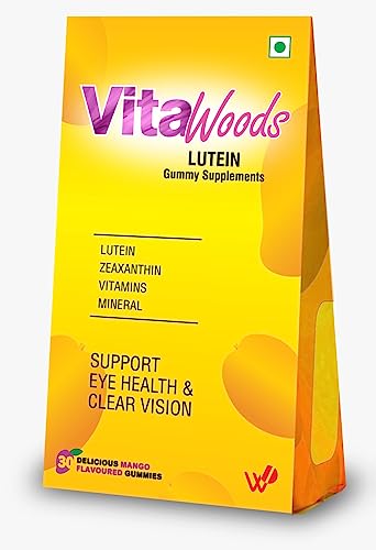 Waypham Vitawoods Lutein Mango Flavoured Gummy-for Age 3 yrs. & Above -Supplements with Lutein-Zeaxanthin to Support Eye Health & Clear Vision, Gummy With Eye Nutrients & Yummy Taste (Pack of 1)