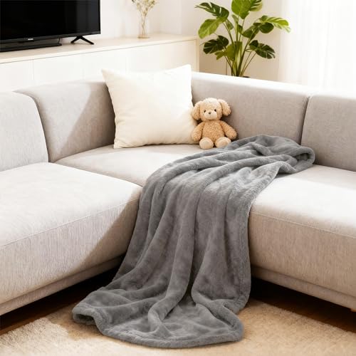 AiTodos® Kuscheldecke Flauschig Decke Sofa – 200 x 150 cm, Mehrzweckdecke für Sofa, Bett und Büro, Weich, Warm und Maschinenwaschbar (Grau)