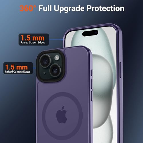 Image of iPhone 15 Plus Magsafe Hard Back Case | Matte Design & 360 Protection | Military-Grade Apple iPhone 15 Plus Cover | Strong Magnet Back - Purple