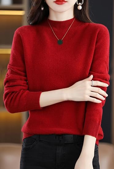 Cashmere Sweaters for Women, 100% Cashmere Crew Neck Long Sleeve Soft Pullover Sweater3
