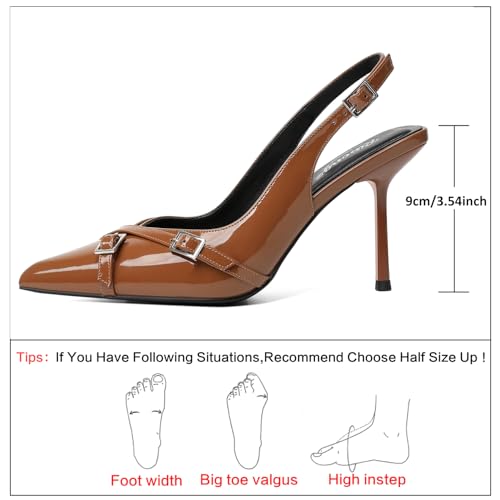 Image of RIBONGZ Sexy Slingback Pumps Elegant Dressy Heels for Women Closed Toe Pointy High Heels Wedding Bride Prom Party Evening Shoes