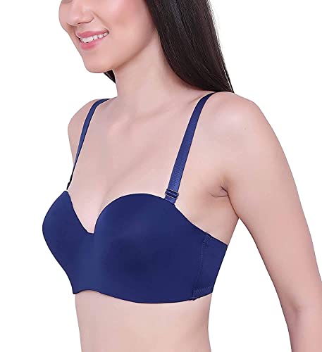 Image of Women's Cotton Lightly Padded Underwire T Shirt Bra Navy-Blue