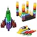 Huji Stacking Buildable 8 Colors Crayons Set, Connect Stack and Build Sideways and Up, Favorite Toys Kids Children Party Favors School Supplies Safe Non-Toxic, Easy to Hold (12)