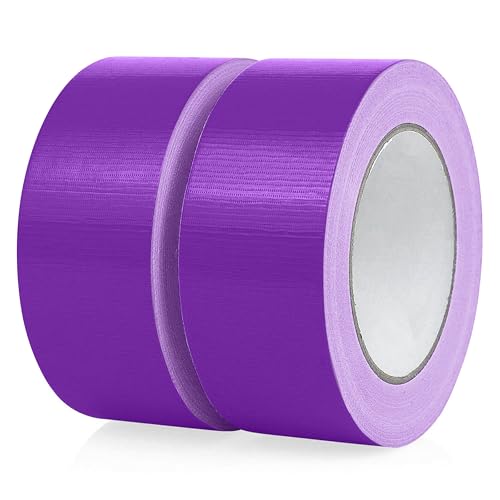 Image of T.R.U. Set of 2 Purple Durable Duct Tape Rolls, 11 Mil Thickness, 2 Inches by 30 Yards, High Strength, Flexible, No Residue, Water-Resistant and Tearable by Hand, Versatile for Indoor and Outdoor Use