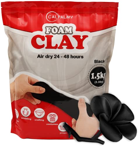 Image of 3.3 lbs Moldable Cosplay Foam Clay (Black) - Air-Dry High Density Clay for Intricate Designs - Dries Evenly Within 24-48 Hours - Sandable and Paintable Clay Foam