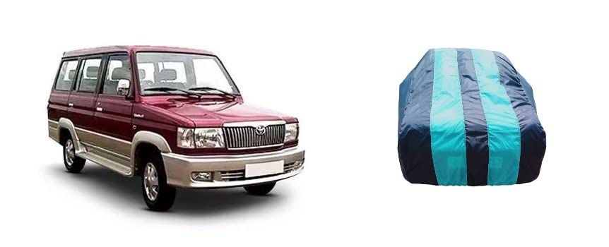 ATBROTHERS Waterproof Car Body Cover Compatible with Toyota Qualis Euro II with Triple Threads Stitches in Sky Blue and Navy Blue