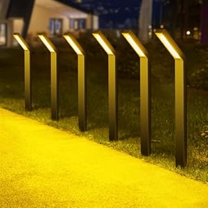 Lenlun Solar Pathway Lights, 6 Pack Aluminum Solar Outdoor Garden Light Waterproof Solar Powered with Warm White LED Lights, Landscape Path Lighting for Driveway, Patio, Yard, Backyard, Lawn