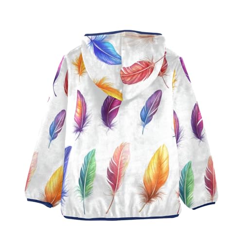 Colorful Feathers Girls Fleece Jacket Girls Fall Jacket Girls Zip Up Hoodie Girls Sherpa Jacket 2-10T2
