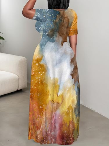 Image of SUZONANA Plus Size Dresses for Women Summer Casual Maxi Dress Short Sleeve Loose Vacation Dress