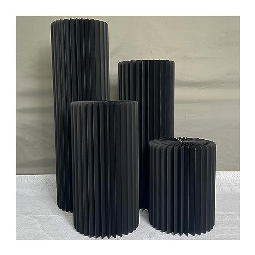 Columnas de papel plegables, pedestales para fiestas, cumpleaños, postres, color negro, centros de mesa de boda, soporte de jarrones de cartón