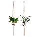 Produktbild Colmanda Blumentopf Makramee, 2 Stück Makramee Blumenampel Blumenhänger Pflanzenaufhänger Pflanzen Halter Aufhänger Boho Deko für Innen Balkon Garten Decken Wanddekoration
