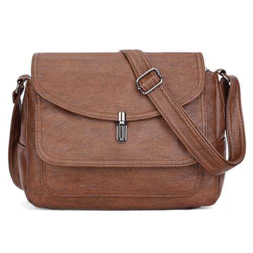 SENDEFN Crossbody Bags for Women, Soft Leather Crossbody Handbags Purses with Zipper Closure