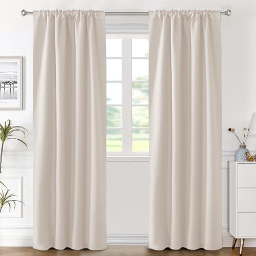 Image of H.VERSAILTEX Blackout Curtains Thermal Insulated Window Treatment Panels Room Darkening Blackout Drapes for Living Room Back Tab /Rod Pocket Bedroom Draperies (2 Panels, Natural, 42 x 84 Inch)