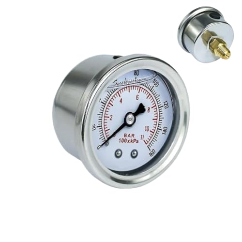 Manomètre de pression de carburant 1/8 NPT 0-160 Psi boîtier poli liquide injection