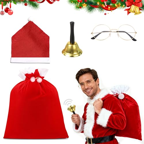 4 Stück Nikolaus Kostüm Zubehör, Weihnachtsmann Kostüm Accessoire...