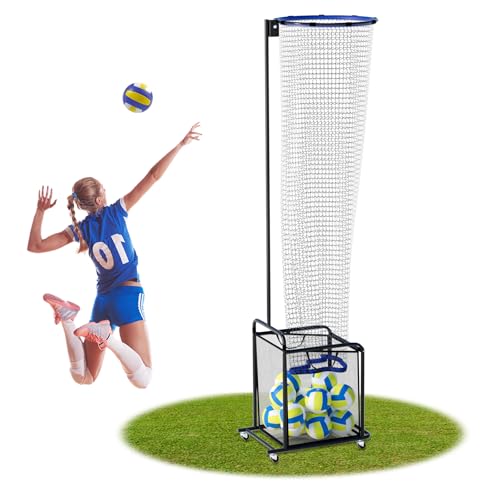 Creproly Volleyball Setter Trainer Net Adjustable Height and Angle Home Volleyball Trainer Net with Wheels and Collection Bag Volleyball Training Equipment for Both Indoor and Outdoor Training