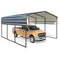 HOMMOW 10'x15' Heavy Duty Carport, Multi-Purpose Shade with Galvanized Steel Roof, Upgraded Extra Large Metal Garage for Car, Boats and Tractors, Car Shelter and Shade
