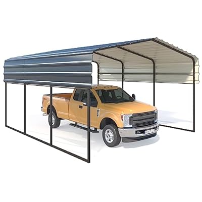 HOMMOW 10'x15' Heavy Duty Carport, Multi-Purpose Shade with Galvanized Steel Roof, Upgraded Extra Large Metal Garage for Car, Boats and Tractors, Car Shelter and Shade