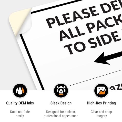 Image of Package Delivery Sign, Delivery Instructions Deliver All Package to Side Door Left Arrow Sign, 10x7 Inches, 4 Mil Vinyl Decal Stickers Weather Resistant, Made in USA