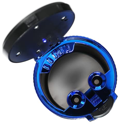 Car Ashtray With Lid Portable Ash Tray Blue Mini Car Trash Can With Led Blue Light Windproof For Outdoor Travel (Blue) #TOP1