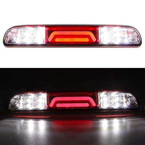 For Ford F250 F350 Super Duty/Ranger/Explorer Sport/Mazda B-Series 3D 3rd Third Brake Light Cargo Light LED Light Bar High Mount Lamp Stop Tail Light 11th 12th Chrome Housing (Red)