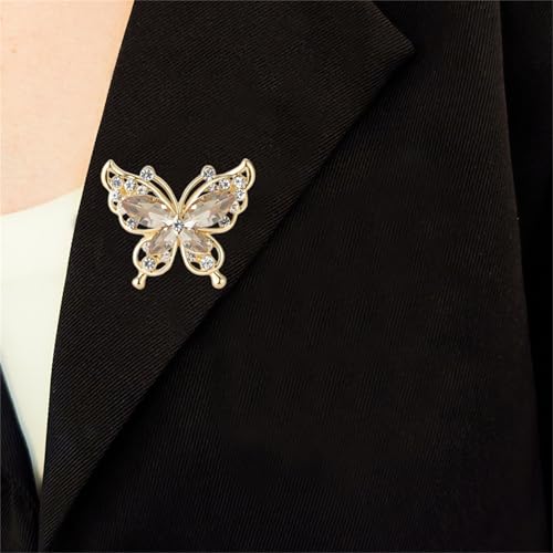 Image of coadipress Butterfly Brooch Pins Chic Romantic Elegant Rhinestone Crystal Insect Brooch Pin Women Corsage Scarf Shawl Clothing Accessories Wedding Party Banquet