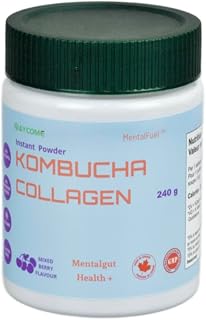 Kombucha Collagen Drink Powder- Instant Kombucha with Marine Collagen Powdered Drink, Glow Drink Mix Powder, Light fizzy, No Alcohol, No Sucrose added, Anti-aging
