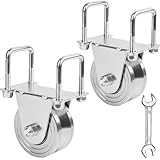 2 Pack 4' V-Groove Wheels with Double Sealed Bearings Heavy-Duty Solid Steel Bolted External Mount Bracket, for Inverted V-Shape Rolling Track Gates, up to 3500 lbs Capacity No Welding