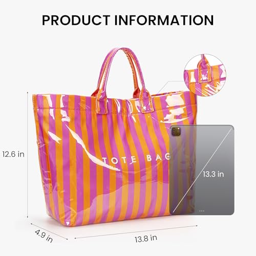 Image of Lushandy PVC Tote Bag for Women Jelly Beach Bag Top Handle Hobo Handbag | Water-Resistant, Wipe Clean, Lightweight
