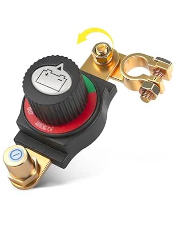 Red Wolf Top Post Battery Disconnect Switch 250A DC 12V-48V with Removable Knob