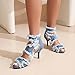 Bapolee Women's Open Toe Denim High Heeled Sandals Fashion Comfortable Ankle Strap Stiletto Shoes,12