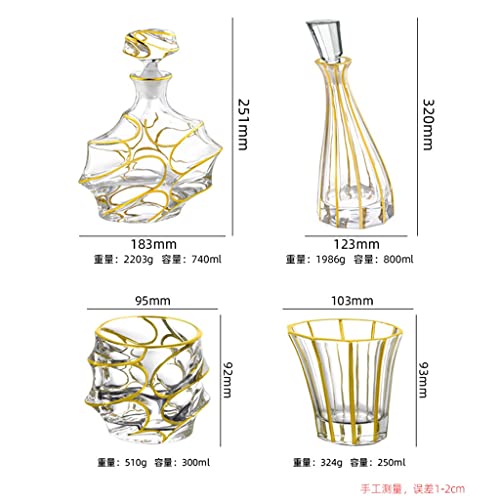Set de 6 copas de whisky de cristal con detalle dorado miniatura 6