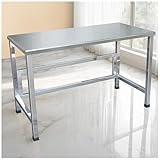 DHNDSDP Verdickter Arbeitstisch Mit Abgeschrägter Kante Edelstahl-Vorbereitungstisch Küchenmetalltisch Labor-Packtisch, Werkbank(31.5 * 23.6 * 30.7in)
