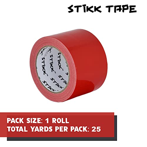 Image of STIKK Duct Tape - Red Duck Tape - 3 inch x 25 Yards - Heavy Duty Tape for Repairs, Household Projects - for Commercial HVAC and Construction - Effective Heavy Duty Waterproof Duct Tape (Pack of 3)