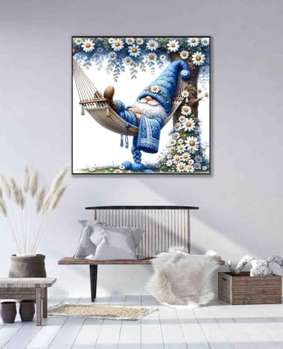 Image of Gnome Stamped Cross Stitch Kits for Adults Beginner,Flower Counted Cross Stitch Kits Printed Stitching Cute Patterns Dimensions Needlepoint Art Crafts Embroidery Kits for Adults Beginners