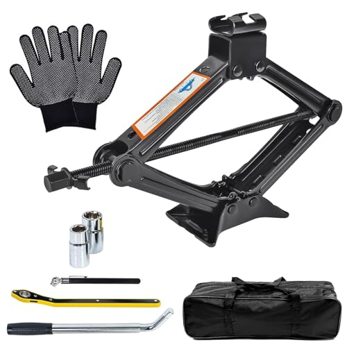 Image of 2 Ton(4409 lbs) Car Jack Kit, Scissor Jack for Car, Tire Jack Tool Kit Universal Car Emergency Kit, Portable Tire Changing Kit with Lug Wrench for Auto /SUV /MPV