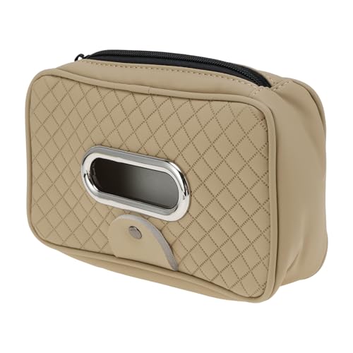 Étui lunettes de soleil pour voiture en cuir beige support universel 21x12cm