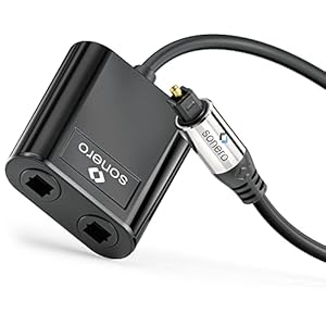 SoZwart S-OCA001 Premium Toslink-splitter, 1x stekker ingang, 2x socket uitgang, S/PDIF digitale audio-verdeler, 0,15 m, zwart