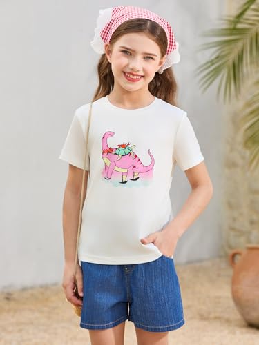 Image of Girls Short Sleeve T Shirts Kids Summer Tops Crewneck Tees 5-14 Years