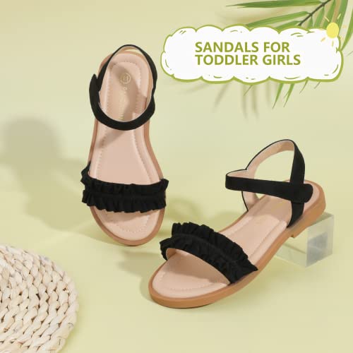 Image of PANDANINJIA Girls Sandals, Open Toe Cute Bow Princess Girls Flats, Sparkly Summer Dress Shoes Sandals for Toddler /Little Kid /Big Kid