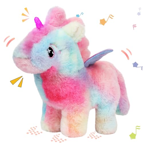 Hopearl Walking Unicorn with Glowing Horn Interactive Electronic Pet Plush Unicorn Toy with Sounds and Movements Animated Gift for Toddlers Birthday,...