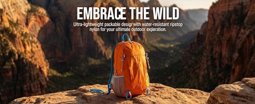 Mochila deportiva ultraligera plegable impermeable naranja miniatura 7