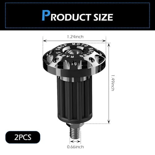 Image of 2 PCS Motorcycle Bar End Plug, Aluminum Alloy Handlebar Grip End Caps for Electric Car Scooters, Off-Road Motorcycles (Black)
